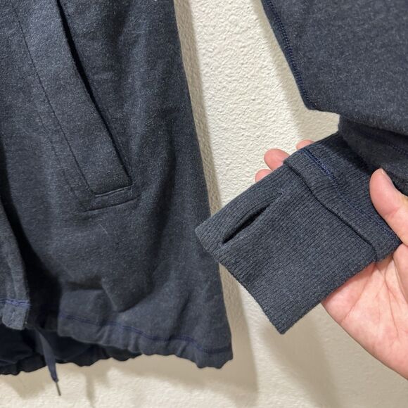 Lululemon Gratitude Wrap Jacket Lined Cotton Double Breast Ribbed Navy Size 2 - Picture 5 of 9